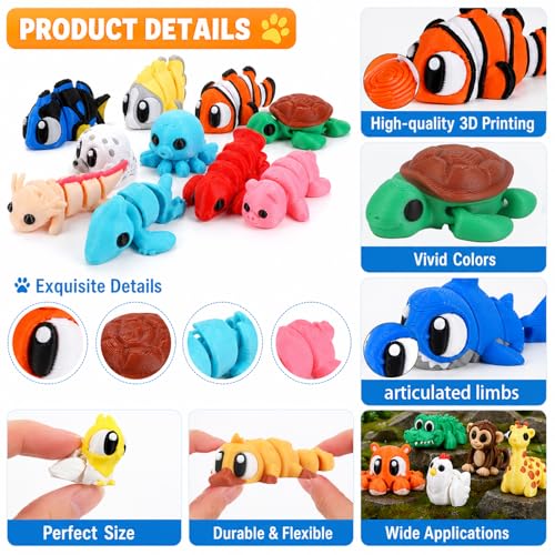 45 Pcs Mini 3D Printed Animal Figurines Set - Small Decor Animals