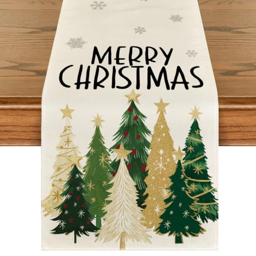 Artoid Mode Beige Christmas Table Runner 13 x 72 Inches for Holiday & Party Decor