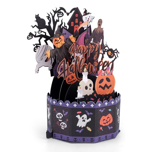 Halloween 3D Pop-Up Greeting Card with Envelopes - Ghosts Pumpkins Fun Holiday Decoration