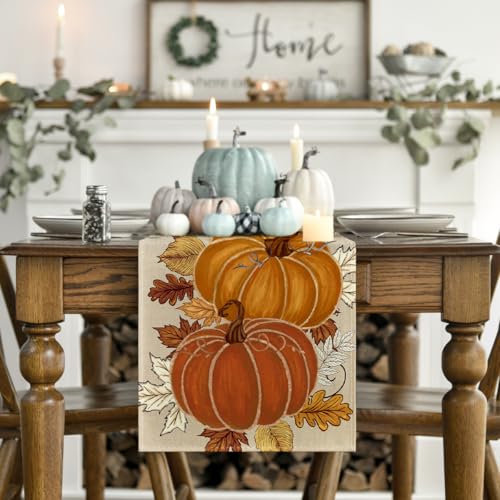 Orange 13x36 Inch Fall Table Runner Home Decor for Dining & Parties - Artoid Mode