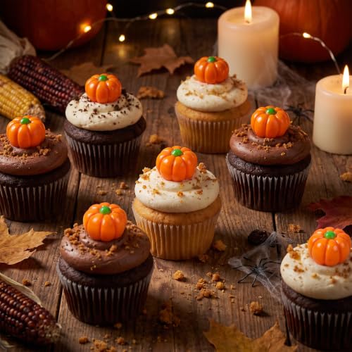 Mini Artificial Pumpkins Bulk - 100 Pcs Halloween Fall Decor & Tabletop Decorations