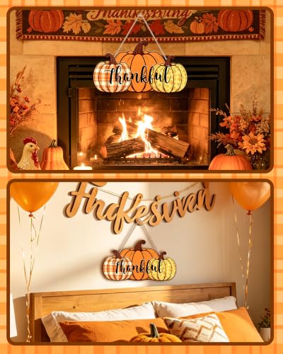 Thanksgiving Pumpkin Wooden Door Sign - Fall Harvest Wall Decor