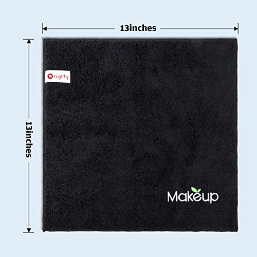 Orighty Microfiber Makeup Remover Cloths Black 6 Pack - 13x13 Inch Soft Face Towels