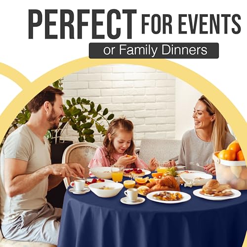 Premium Navy Blue Round Disposable Tablecloth 84 Inch, 6 Pack - Thicker & Tear-Resistant