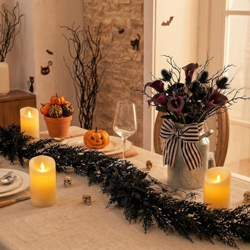9ft Artificial Norfolk Pine Halloween Garland for Mantle - Black Variation