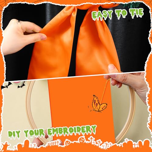 Halloween Wreath Sash Front Door Decor - Orange Embroidery, 56 Inch Variation