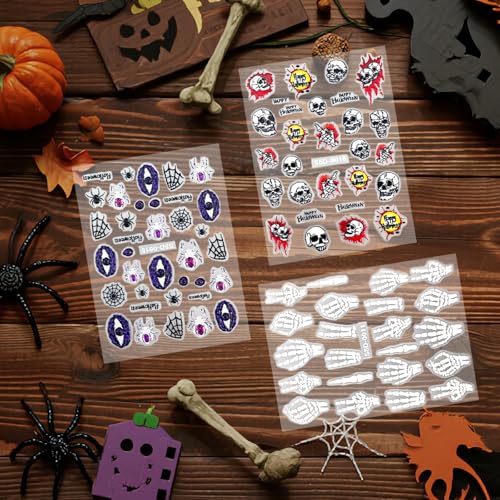 Halloween Nail Art Stickers - Pumpkin Skull Ghost Bat & Spider Web Design - Variation of THIS Listing
