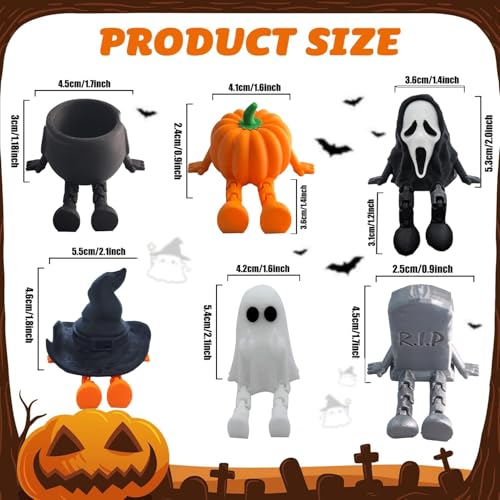 6 Pcs Halloween Ghost Decor Figurines with Movable Joints - Indoor Spooky & Funny Halloween Decorations