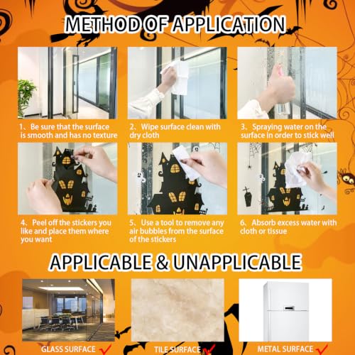 Halloween Window Clings - Funny Ghost Decorations for Party - 2 Sheets (Variation: Halloween06)