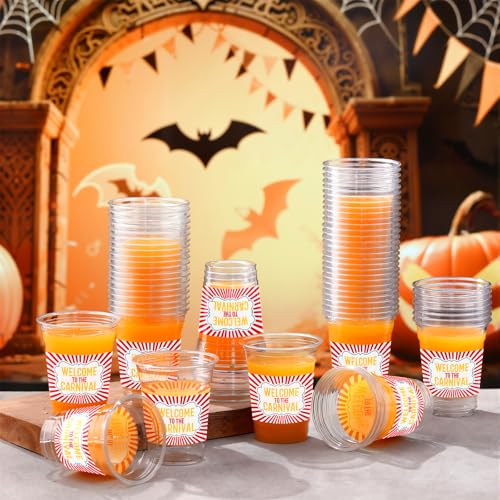 50 Pack 12oz Carnival Circus Plastic Cups Disposable Party Drinkware