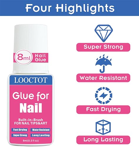 Super Strong Nail Glue for Tips & Acrylic Nails - Waterproof & Fast-Drying