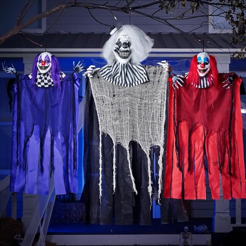 Halloween Hanging Clown Decorations - Spooky Outdoor Party Props, Set of 3