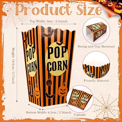 Halloween Popcorn Boxes - 100 Pack Cardboard Treat Containers for Parties