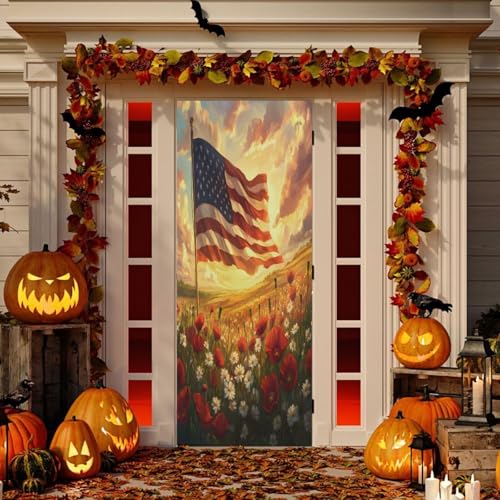 American Flag Door Cover - 35 x 79 Inch Washable Festive Home Decor - Variation of THIS listing