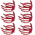 Red Halloween Skeleton Napkin Rings Set of 6 - Spooky Gothic Table Decor