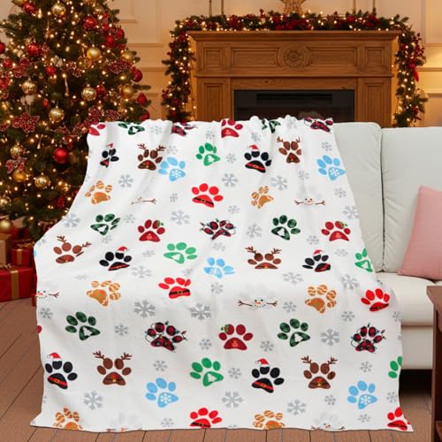 Christmas Dog Blanket 50x60 Inch Cozy Winter Throw for Sofa Couch Bed