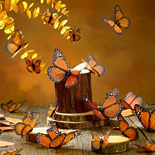 Magnetic Monarch Butterfly Wall Decals - 48 Pieces, Orange, 4 Sizes - Halloween & Autumn Decor