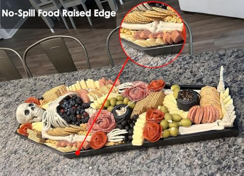 Raised Edge Halloween Coffin Charcuterie Board - 32in Large Skeleton Serving Tray