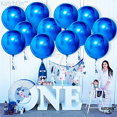 Large Checkered Balloons Pack of 12 - Racing Flag & Blue Foil Balloons for Birthday & Party Decor
