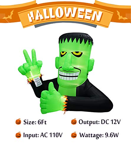 6FT Halloween Inflatable Frankenstein Outdoor Decoration with LED Lights