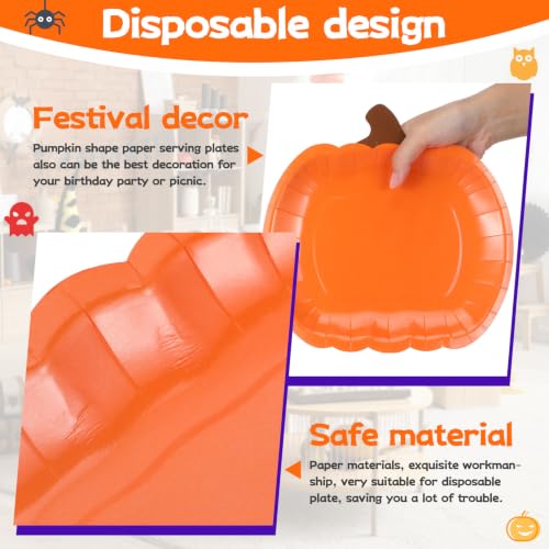 20pcs Pumpkin Paper Plates 9 Inch Halloween Autumn Harvest Party Dinnerware