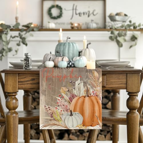 Artoid Mode 13x72 Inch Fall Table Runner - Wood-Orange Polyester Decor
