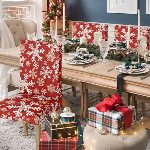 Christmas Red Snow Stick Figure Chair Covers - 8PCS Holiday Home Decor