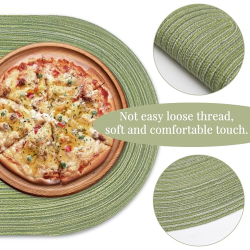 Oval Washable Placemats Set of 6 Blue - Heat-Resistant Table Mats for Indoor & Outdoor Dining