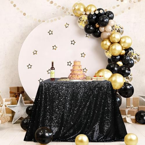 Black Sequin Tablecloth 50x50 Inch Square - PartyDecor for Events & Parties