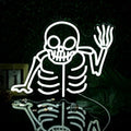 Skull Neon Sign Halloween Decoration LED Skeleton Wall Light - Cold White