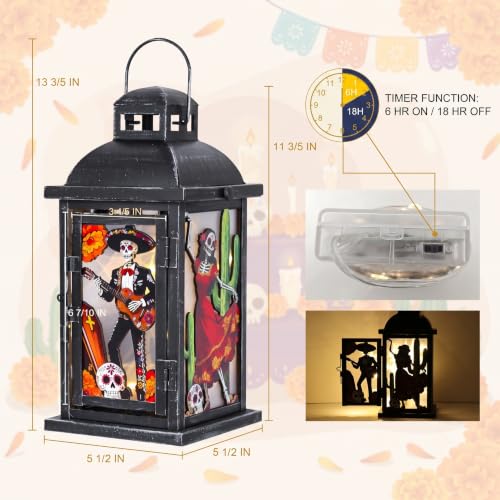 Dia de Los Muertos Skeleton Lantern with Lights - Variation of THIS Listing