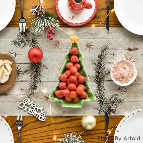 Artoid Mode Holly Pine Cone Xmas Table Runner 13x90 Inch - Wood Variation