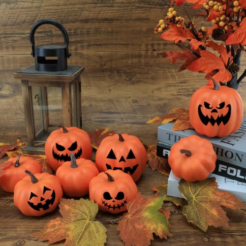 Artificial Pumpkin Decor Set - 8 Pcs Fall Halloween Thanksgiving Centerpieces