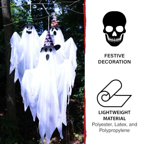 26-Inch Hanging Ghosts Halloween Animatronic - Haunted Hill Farm Spooky Ghost Trio