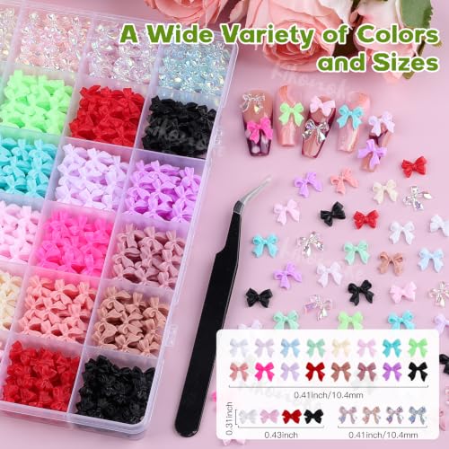 Bowknot Nail Charms Set - 820pcs Colorful Flatback Resin Bows for Nails & DIY Crafts