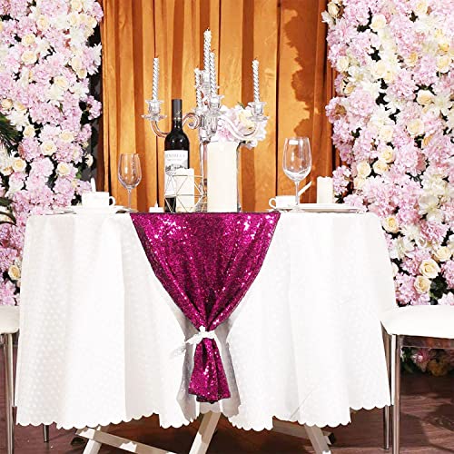 Pink Sequin Table Runner 12x72 Inches - 6 Pack, Glitter Party Decor - Hot Pink Variation