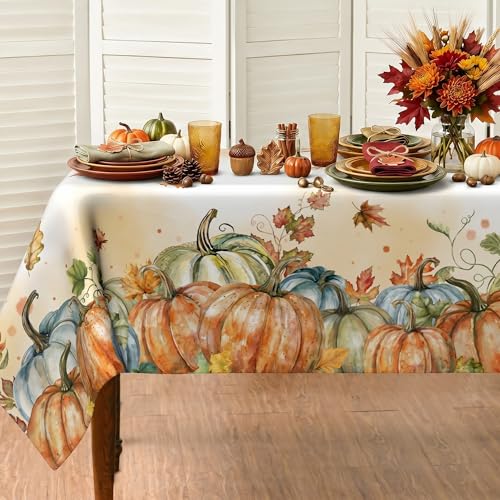 Fall Watercolor Pumpkin Tablecloth 60x140 Inch Rectangular Autumn Harvest Decor - Fall Pumpkins