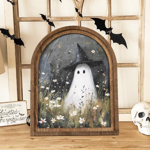 Halloween Ghost Witch Wood Framed Arch Sign - Spooky Autumn Decor - Variation of THIS listing