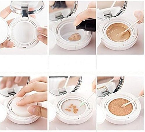 Skiennix Portable Air Cushion Puff Box - Luxurious White Silver Edge with Mirror & Powder Puff | 15g 0.5oz
