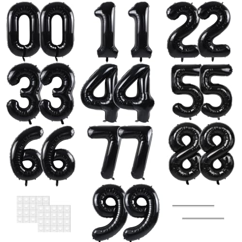 Number 2 Set Black 16 Inch Foil Balloons - 20 Pcs for Celebrations