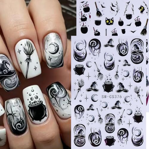 Halloween Ghost Pumpkin Nail Art Stickers 10PCS Self-Adhesive Gothic Halloween Design