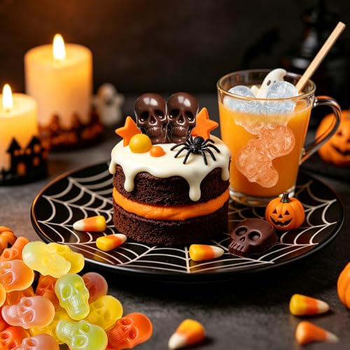 Mini Skull Silicone Mold for Candy & Chocolate - 2 Pack Halloween Gummy Ice Cubes - Pink & Purple