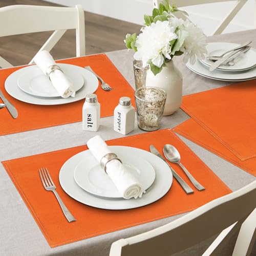 Orange Fall Thanksgiving Placemats Set of 4 12x18 Inches Washable Heat-Resistant Table Mats