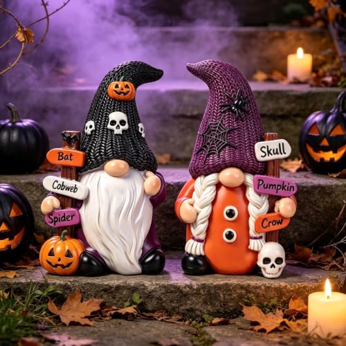 Halloween Gnome Decorations Set - 2 PCS Holiday Collectible Figurines - Variation of Halloween Gnomes