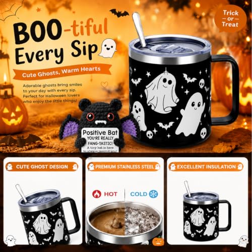 Halloween Ghost Mug - 15oz Stainless Steel Insulated Coffee Cup - Style 3
