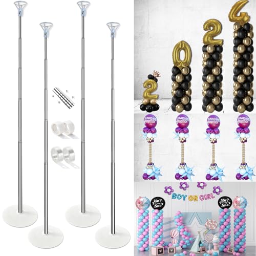 Set of 4 Balloon Column Stand Kit - Adjustable 7ft Balloon Arch & Garland Strips
