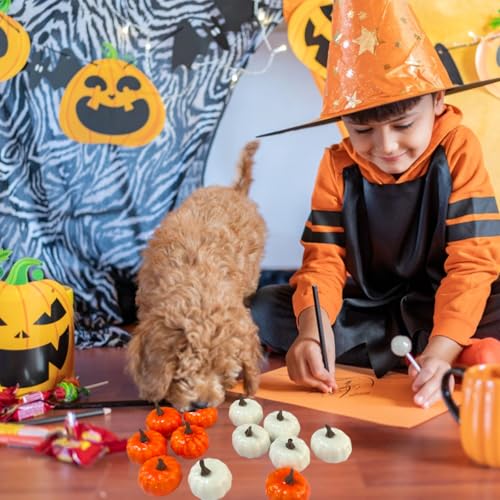 White Foam Pumpkins for Decorating - 12 Pack Mini Craft Pumpkins