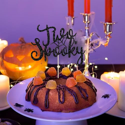 Black Glitter Halloween Birthday Cake Topper Spooky Party Decoration
