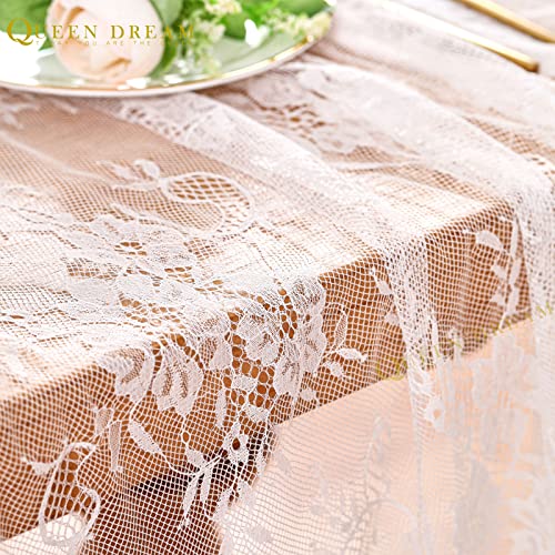 White Lace Tablecloth 60x120 Inch Rectangular Wedding Overlay - 10 Pack with Variations