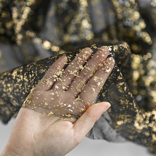 Horaldaily Black Gold Gauze Tablecloth 60x84 Inch Rectangular - Durable & Elegant
